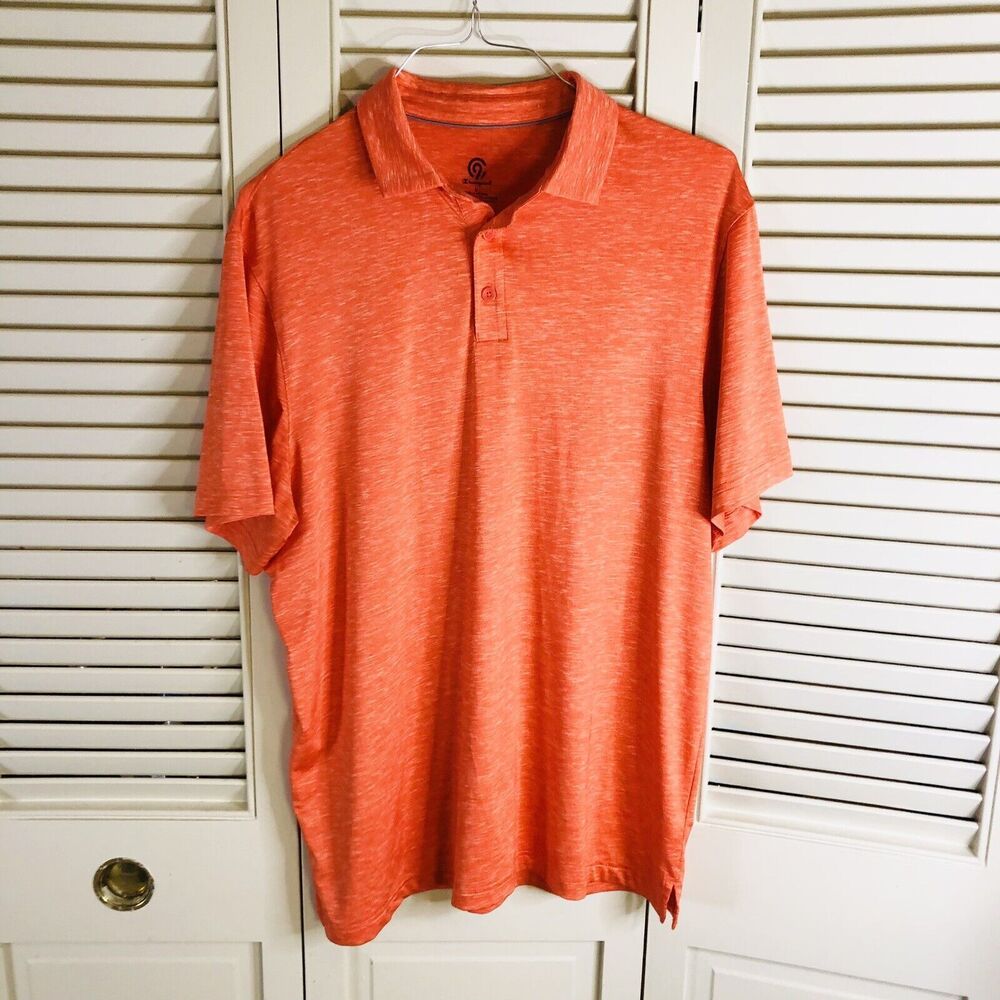C9 by Champion Polo Shirt Men's L Large Short Sleeve Orange Polyester Blend